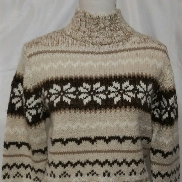 Sonoma Natural Marbled Wool Turtleneck Long Sleeve Pullover Fair Isle Sweater - Picture 2 of 8